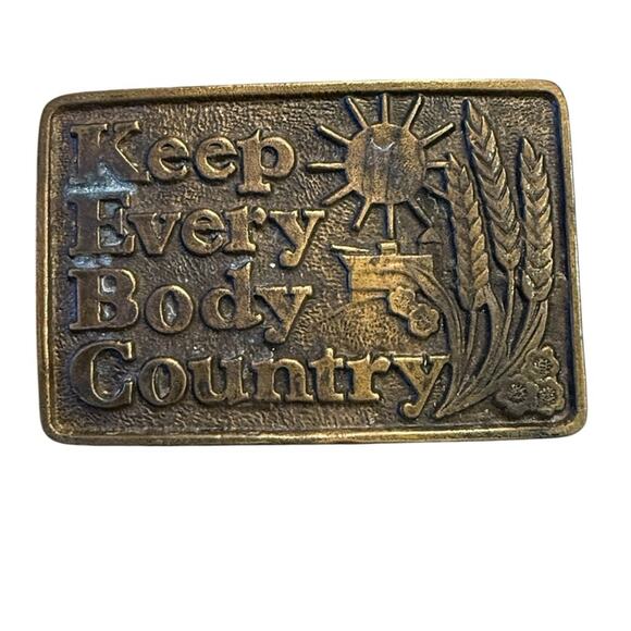 Spec-Cast Other - Vintage Brass/Bronze Keep Everybody Country Western Belt Buckle 1979